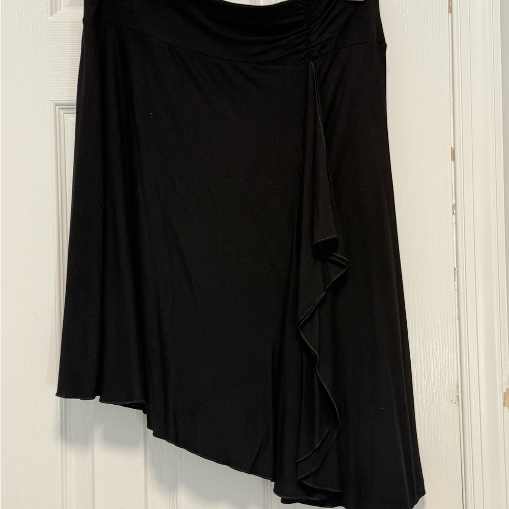 White House Black Market Asymmetrical Black Midi Skirt